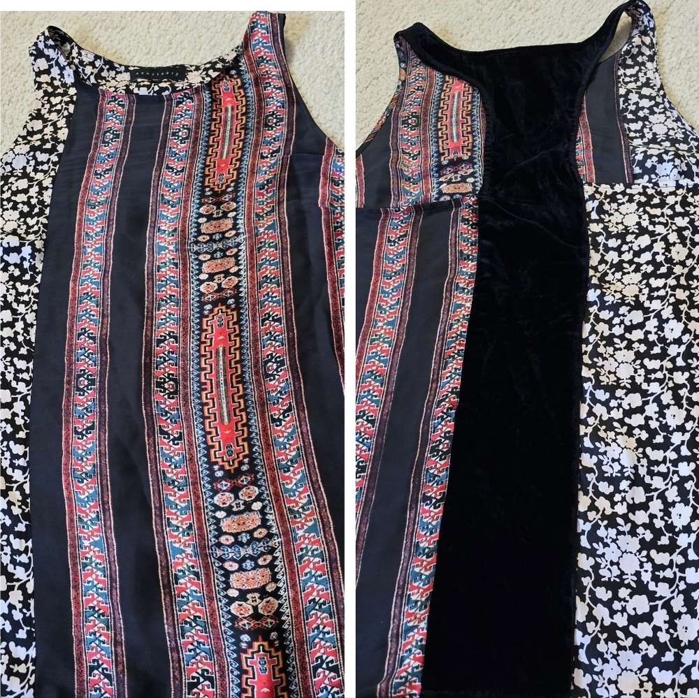 Sanctuary Racerback Tank Top Boho Geometric Velvet Womens Large
